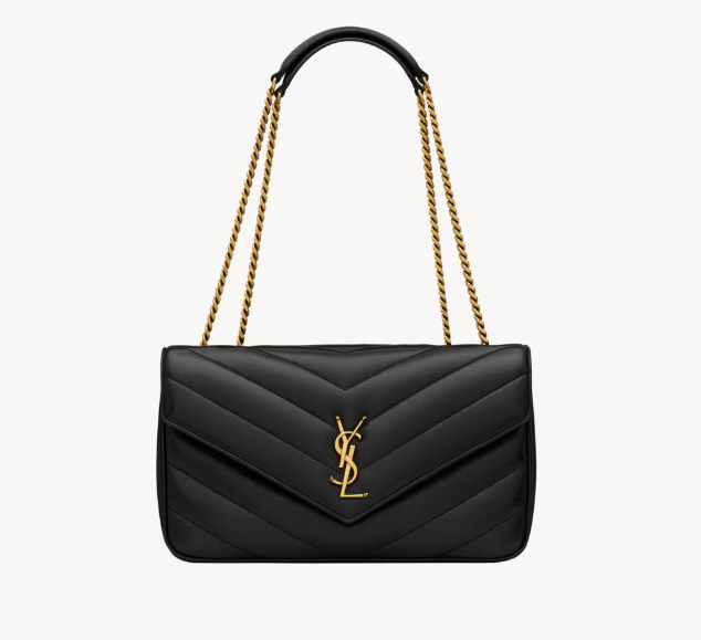 Saint Laurent Black Loulou Lambskin Medium Shoulder Bag