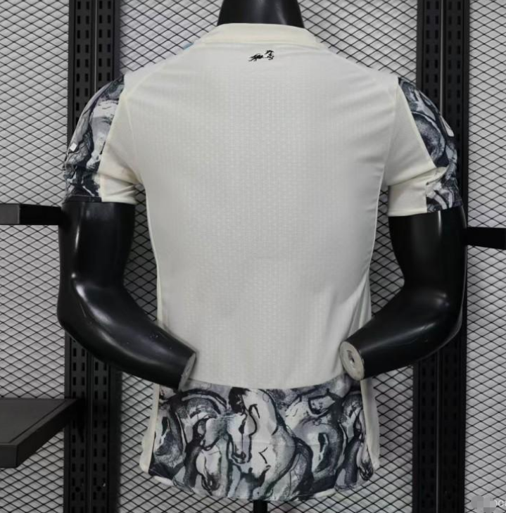 25/26 Player Version Manchester City White with Black Marble Abstract Art Pattern Jersey S-2XL