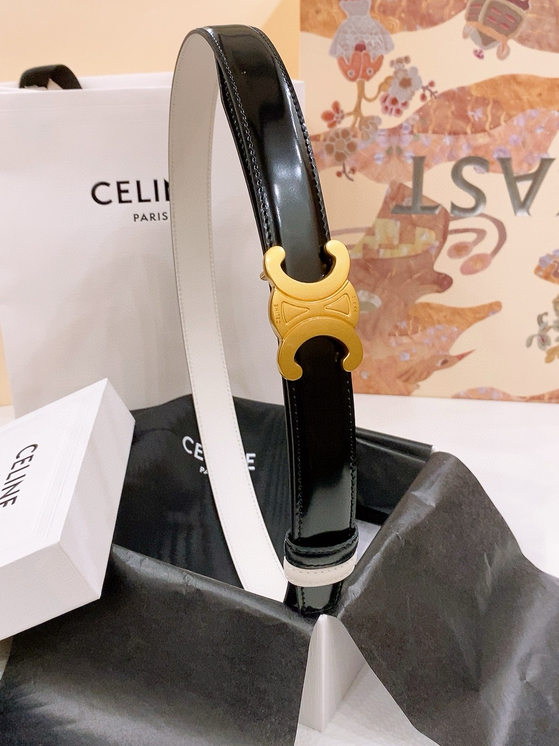 Celine Triomphe Reversible Leather Belt 2.5cm