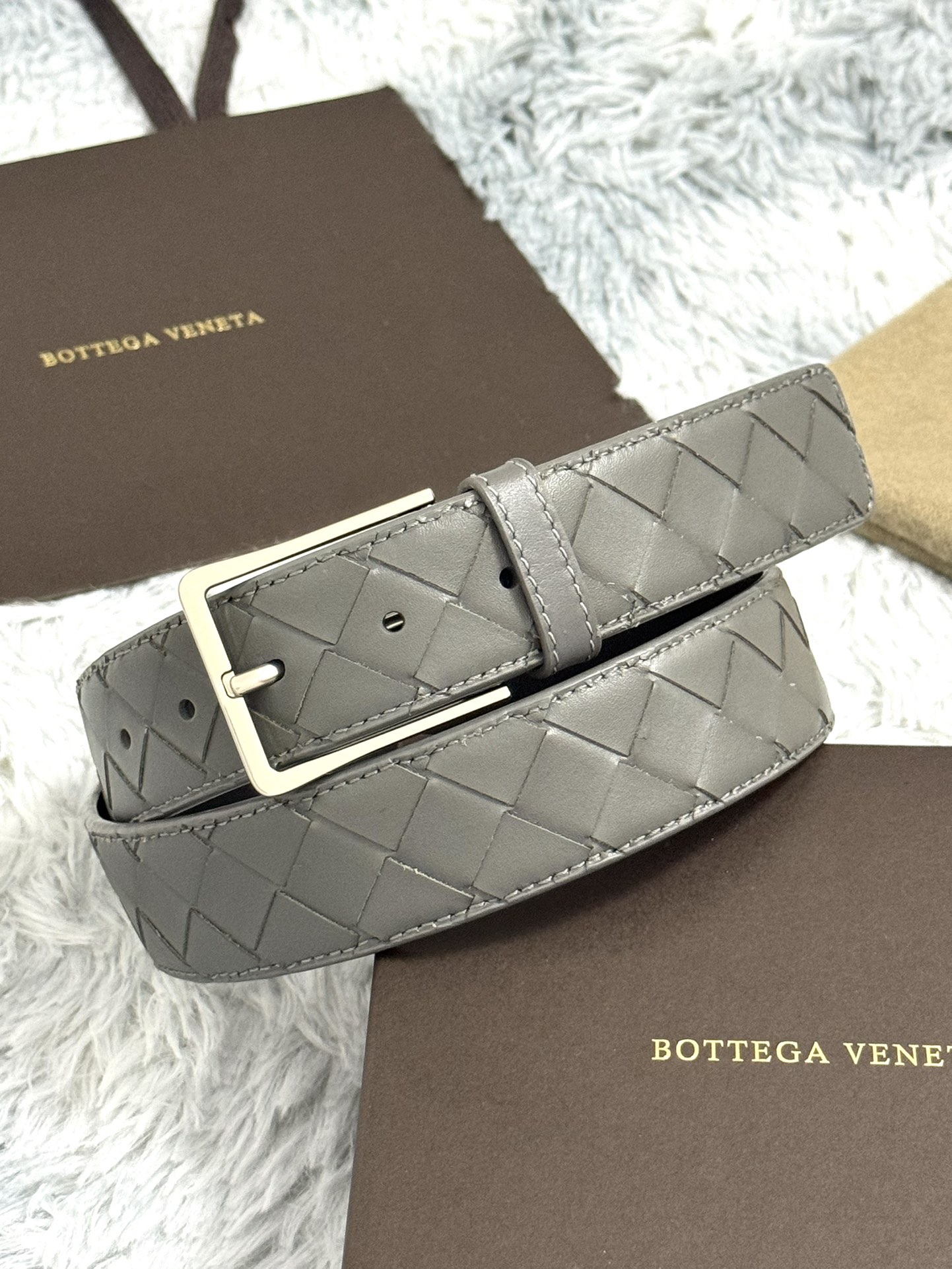 Bottega Veneta Intrecciato Leather Belt 3.5cm