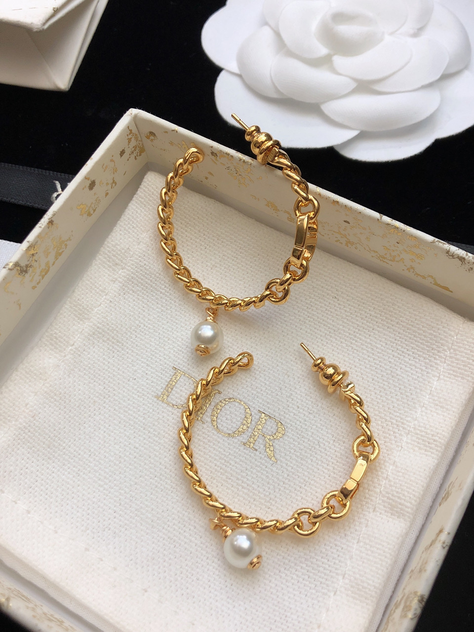 Dior Gold Hoop Earrings
