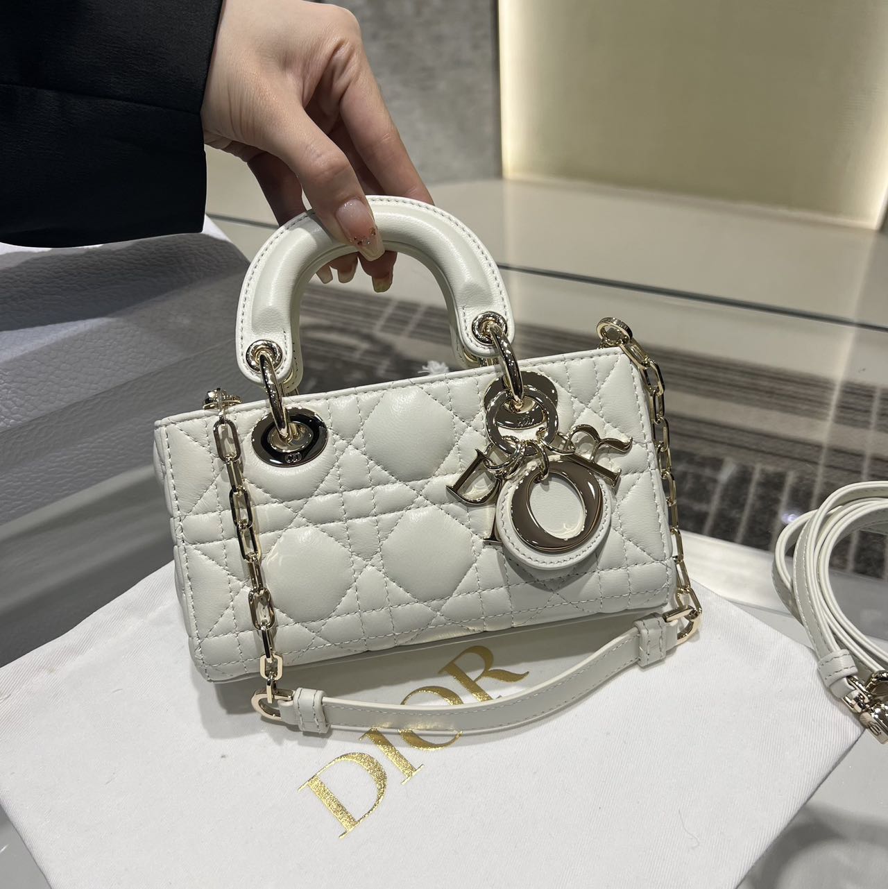 Dior Small Lady D-Joy Bag White Mini Bag in White Cannage