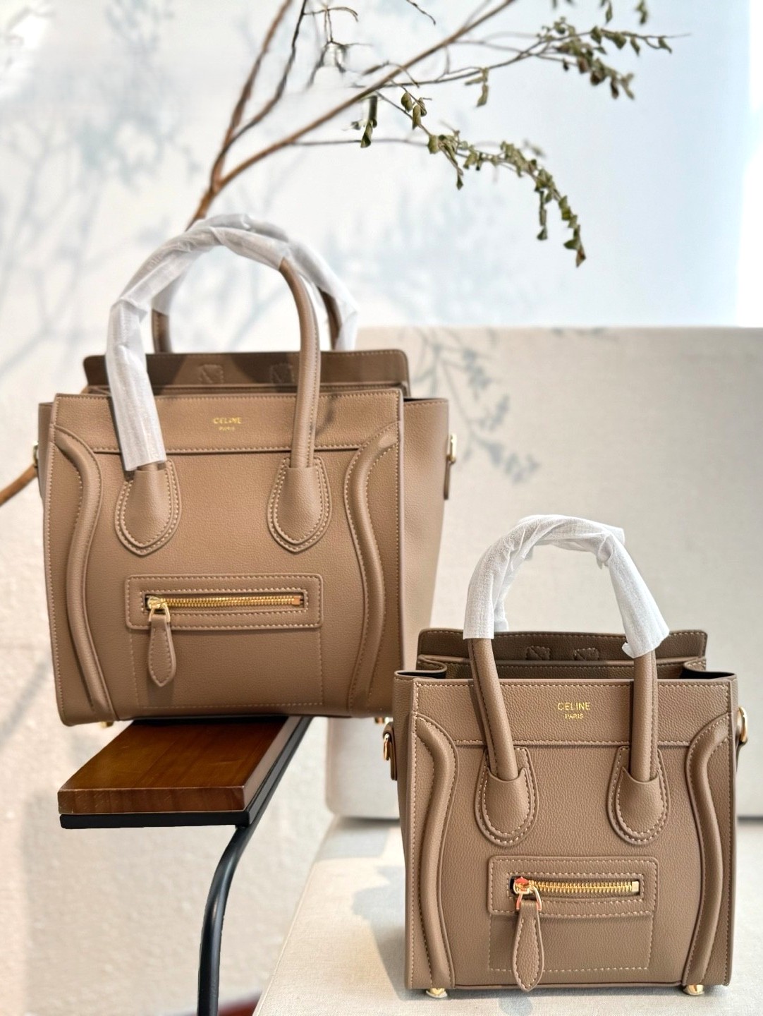 Celine Nano& Micro Luggage Drummed Leather Robot Face Winged Tote Bag - KAIROO