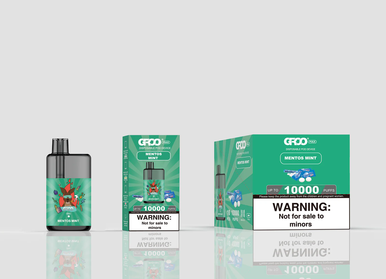 GROO MAX 10K Rechargeable Disposable Vape – Mentos Mint - Vaba Vape-Shop