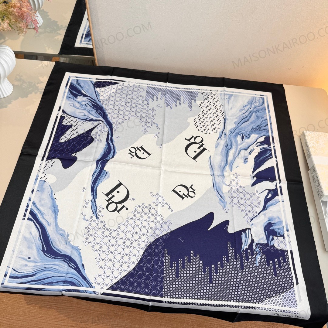 Dior Marble Letter 90 Silk Scarf - KAIROO