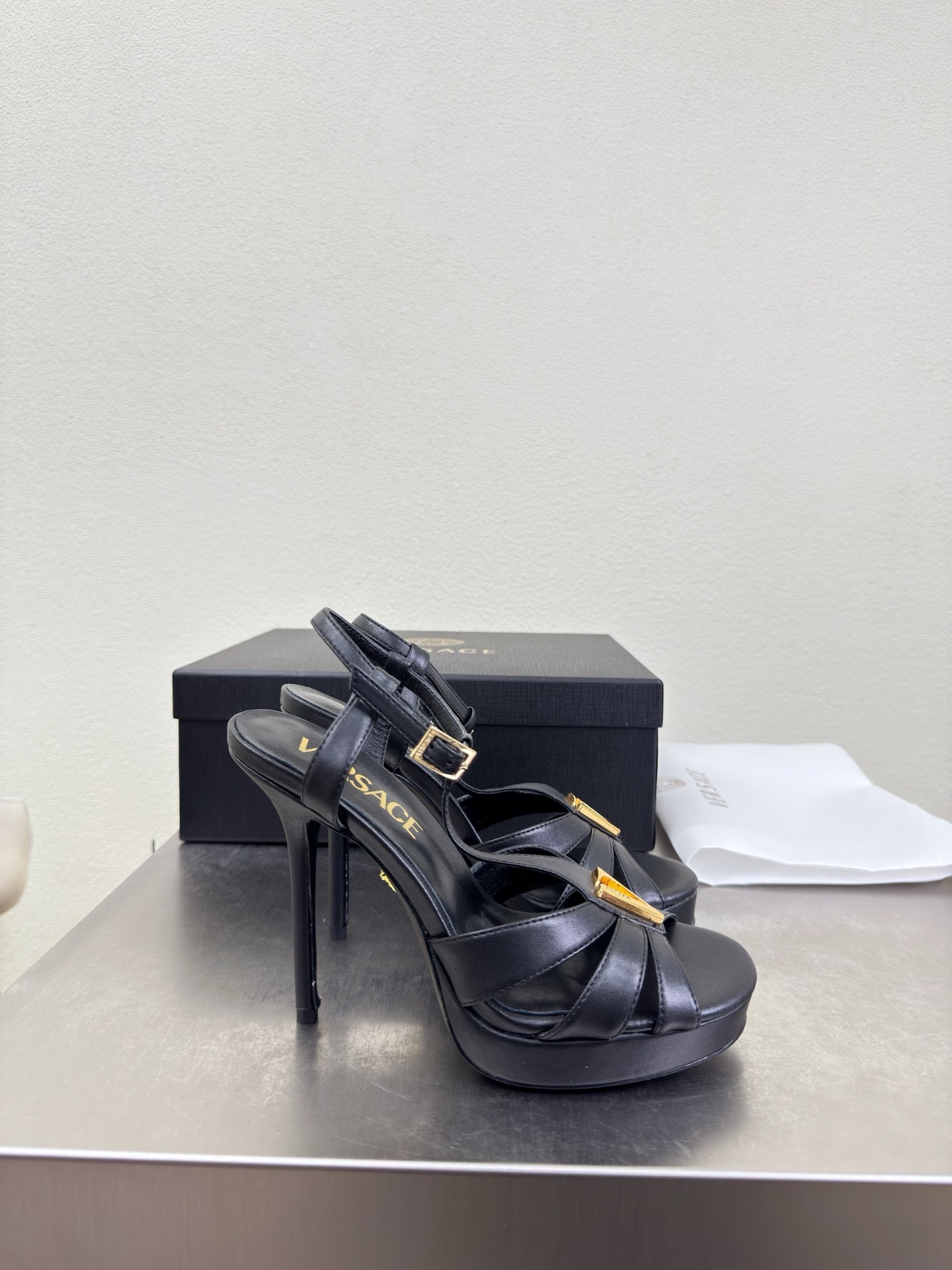 Versace Leather Heeled Sandals