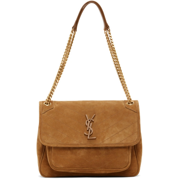 Saint Laurent YSL Tan Suede Medium Niki Shoulder Bag (Mirror Quality)