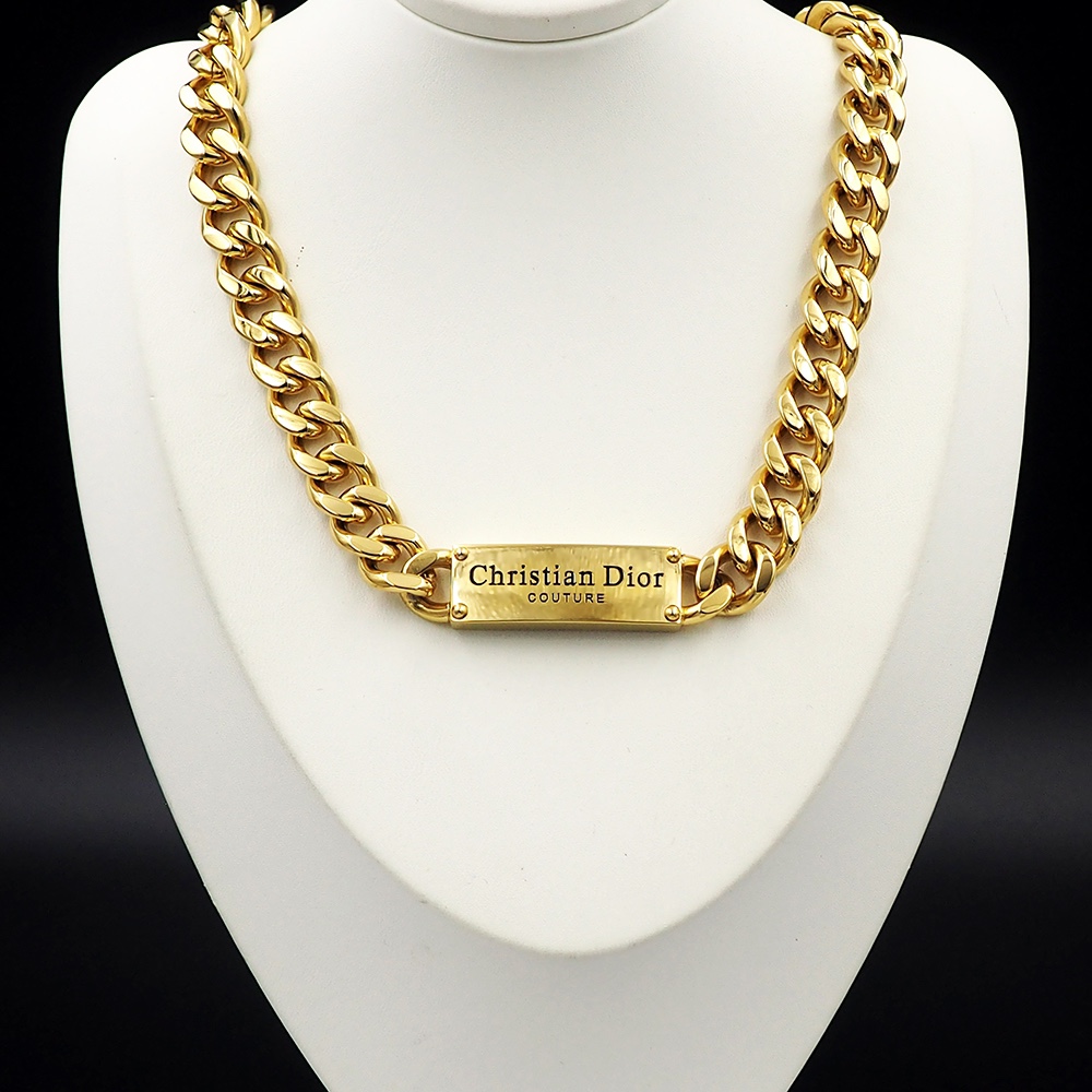 Dior Unisex Gold CD Initial Necklace
