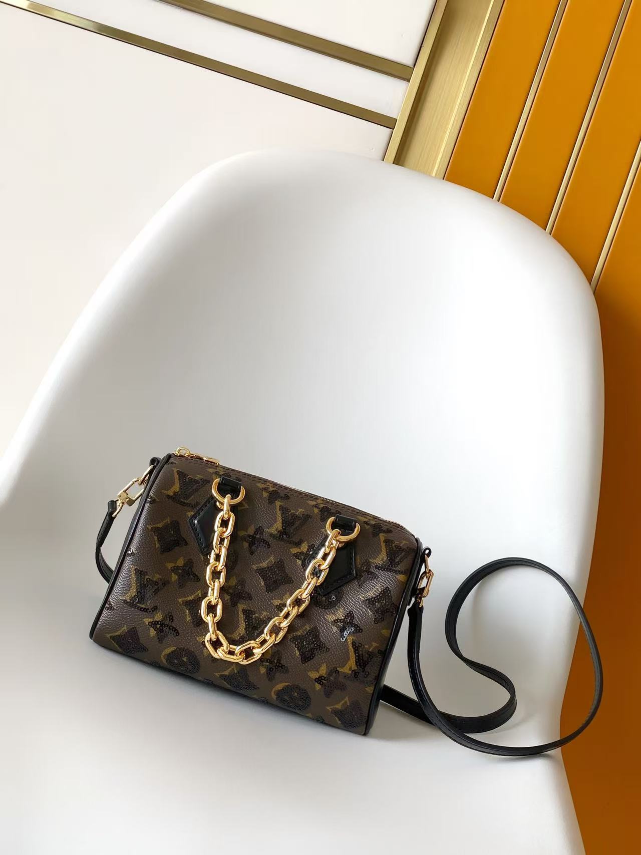 Louis Vuitton Monogram Sequeins Speedy Bandouli è re 20 Handbag