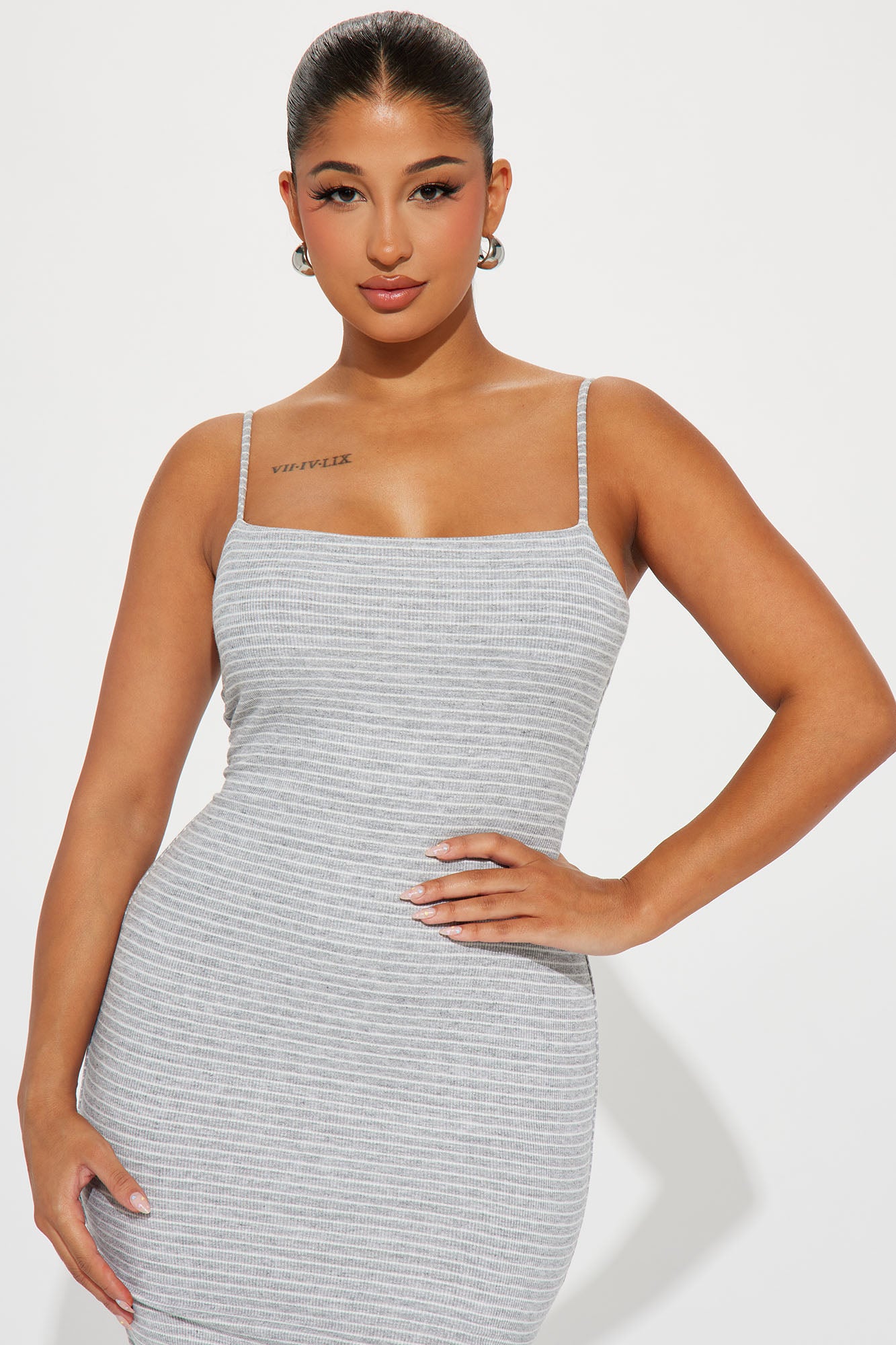 Cierra Striped Maxi Dress - Grey/combo