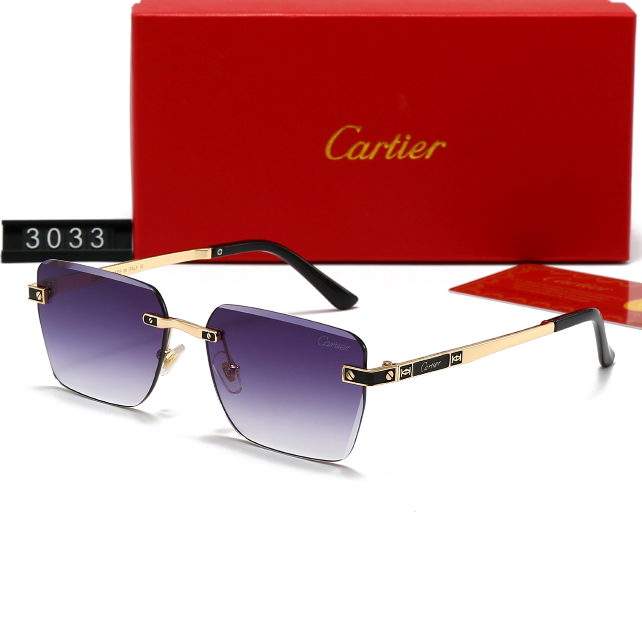 Cartier Metal Rimless Rectangular Sunglasses Top quality - KAIROO