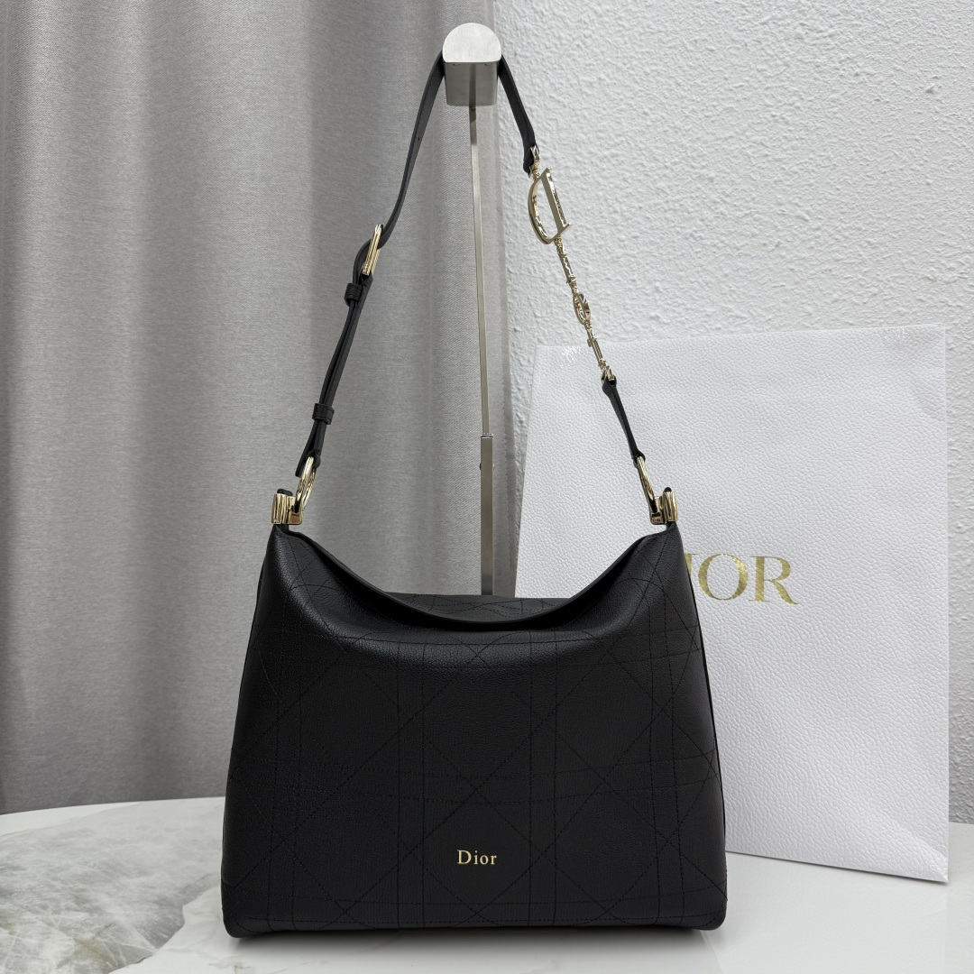 Dior new black gold buckle handbag