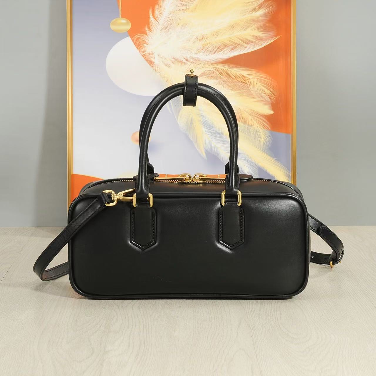 Miu Miu Arcade Calf Leather Boston Bag-Black