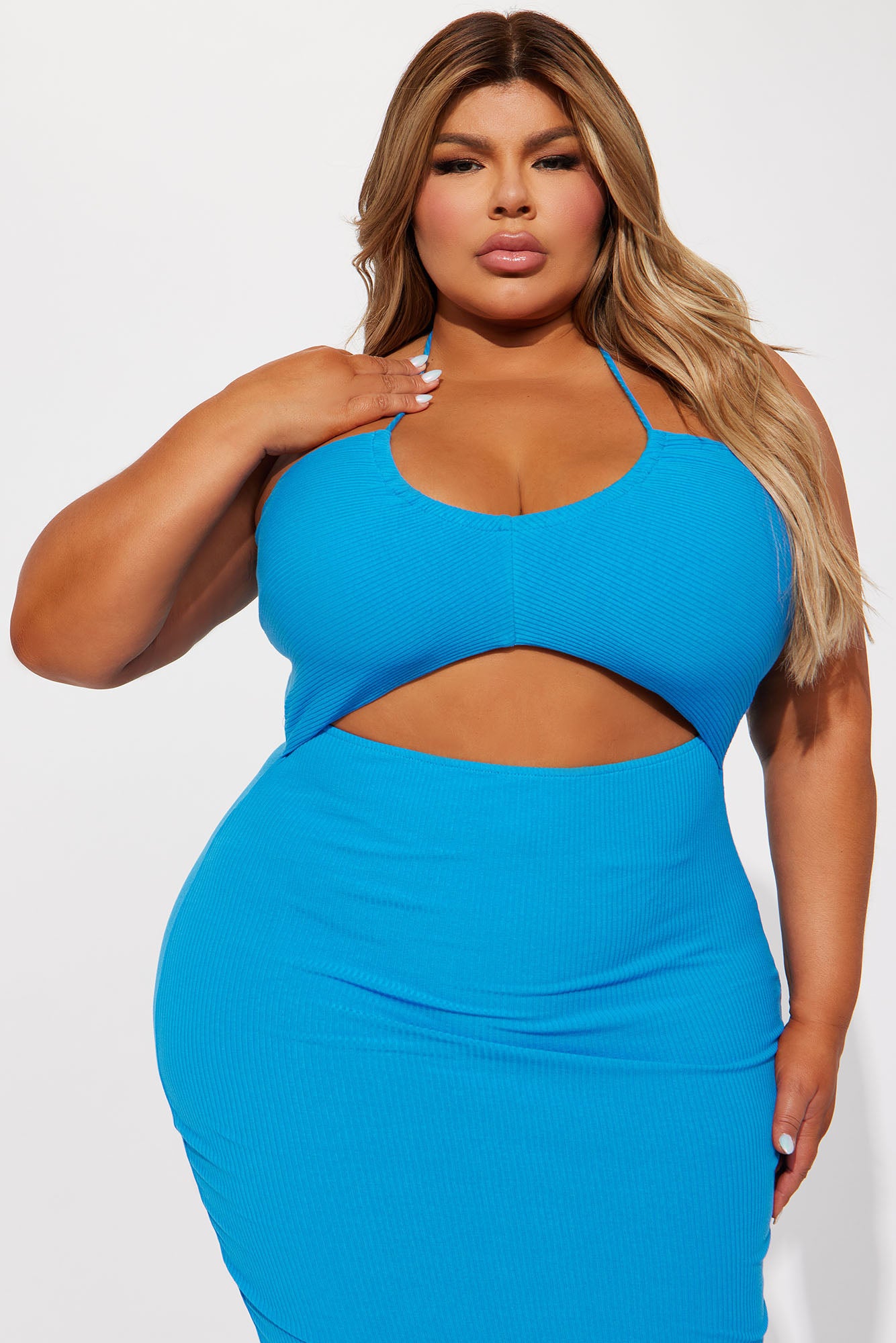 Mara Ribbed Max Dress - Blue