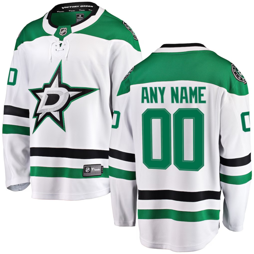 Custom Dallas Stars Fanatics Kelly Green Home Away and Black Alternate Premium Custom Jersey
