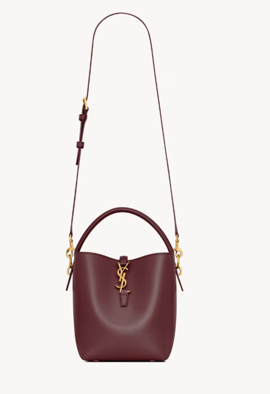 Saint Laurent Rouge Cabernet Shiny Leather Small LE 37 Bag