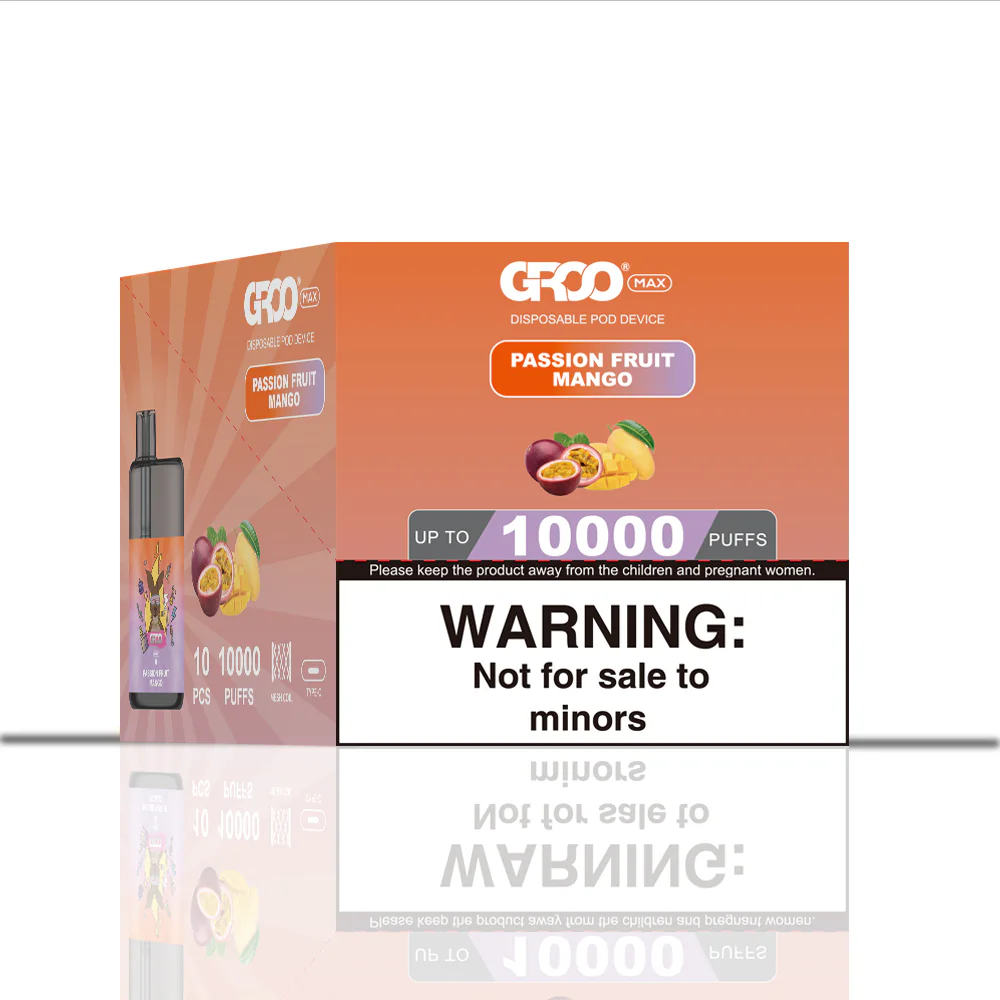 GROO MAX 10K Rechargeable Disposable Vape – Passion Fruit Mango - Vaba Vape-Shop