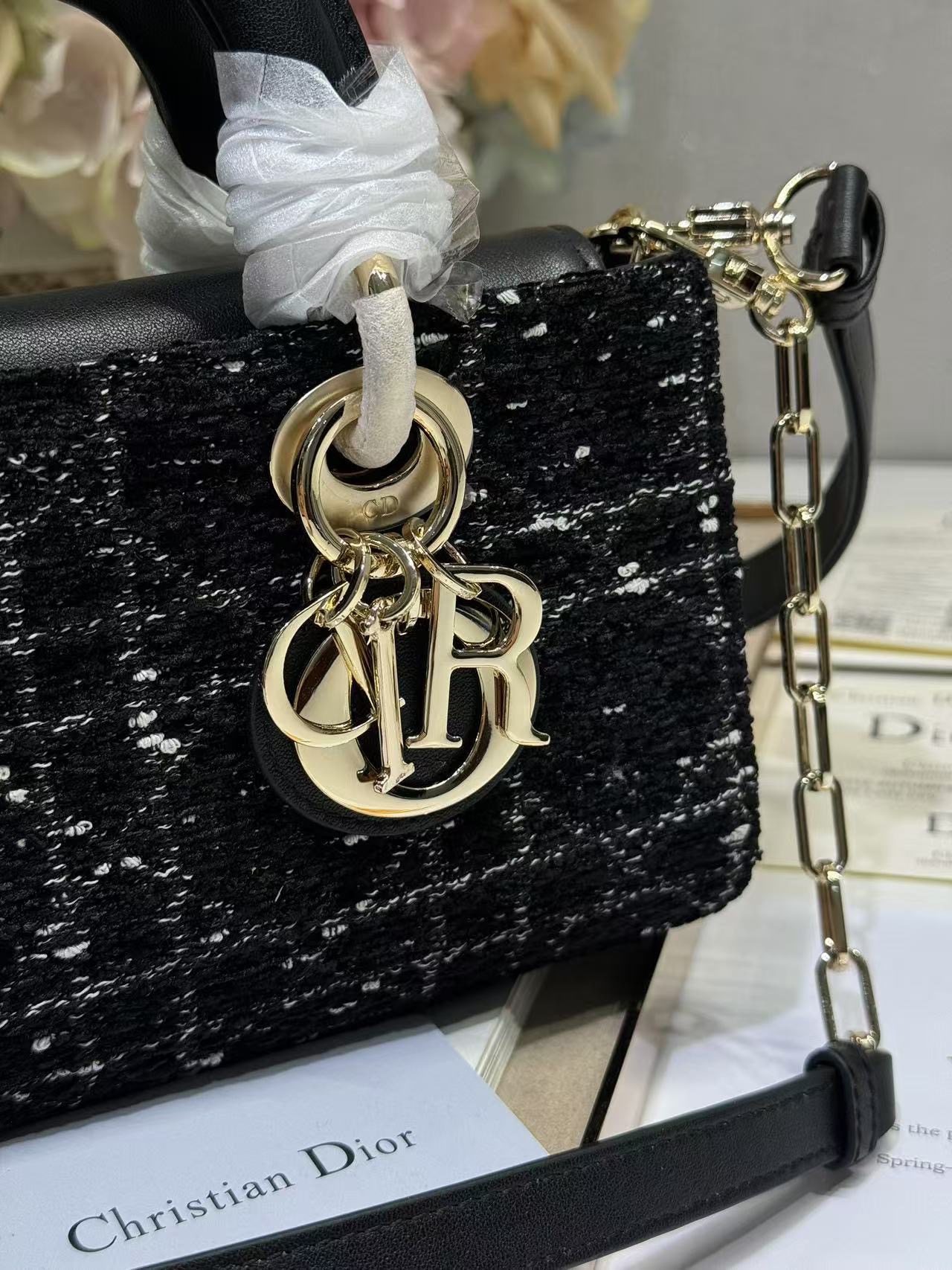 Dior Small Lady D-Joy Bag in Black Fabric