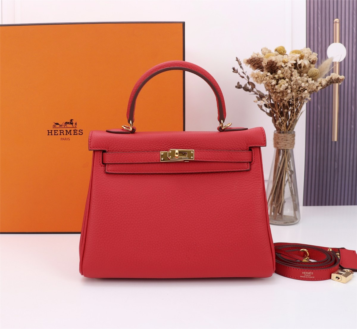 Hermes Special Order (HSS) Kelly Retourne 35 Rouge Grenat Verso Togo Palladium Hardware 1148633
