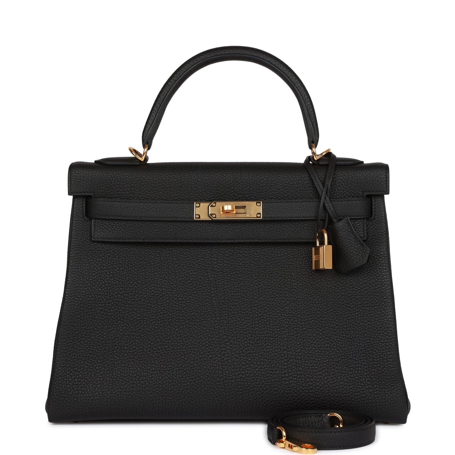 Hermes Kelly Retourne 32 Black Togo Gold Hardware 932698