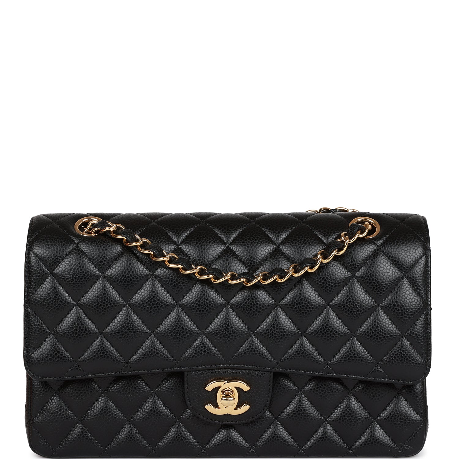 Chanel Medium Classic Double Flap Bag Black Caviar Gold Hardware 806321