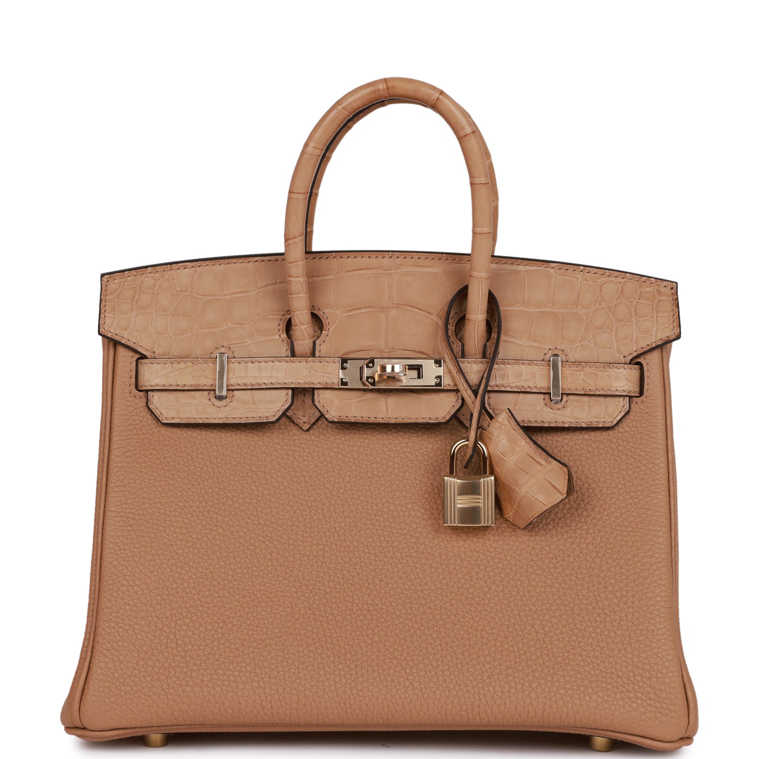Hermes Birkin 25 Chai Matte Alligator and Togo Touch Permabrass Hardware 1155019