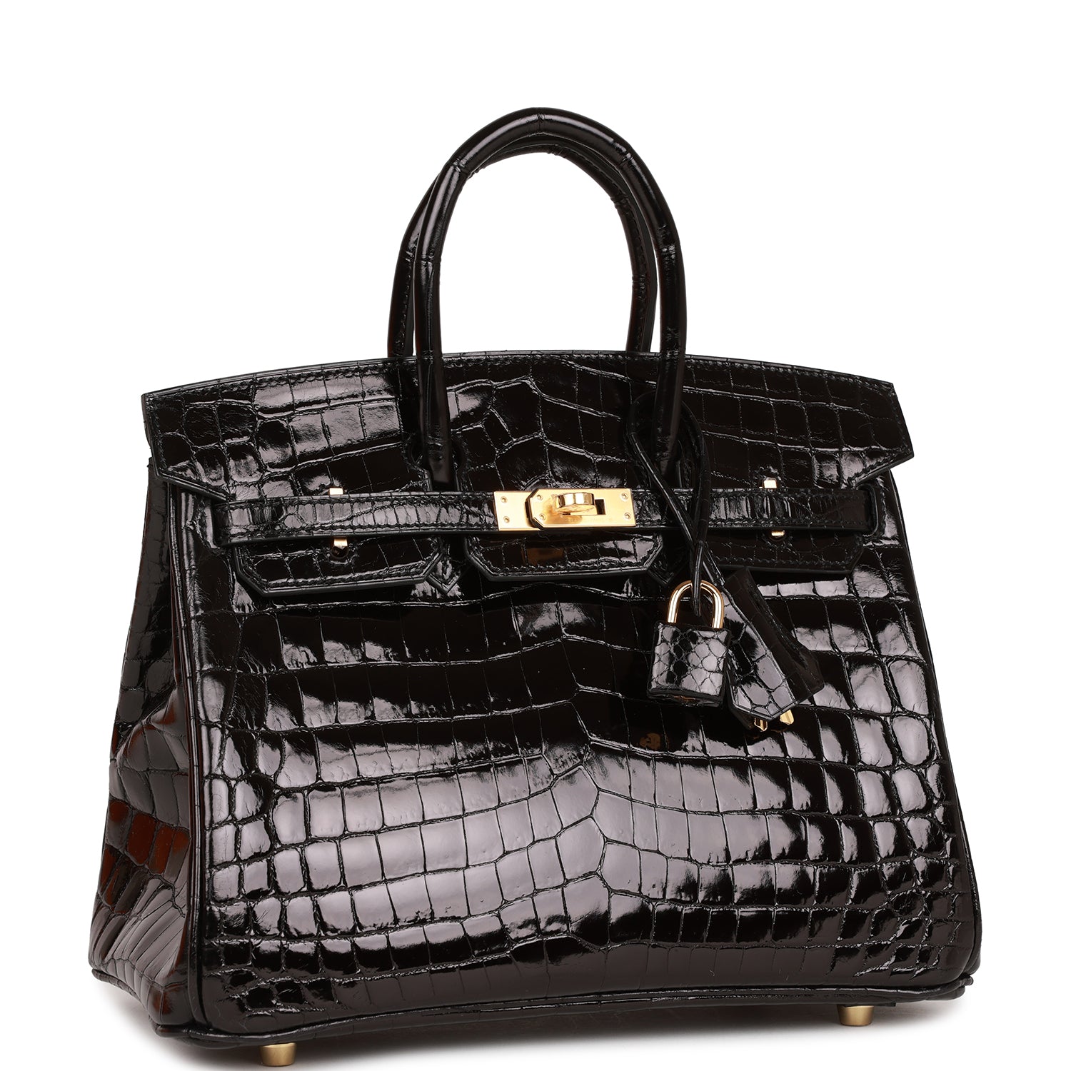 Hermes Birkin 25 Black Shiny Niloticus Crocodile Gold Hardware 31283476