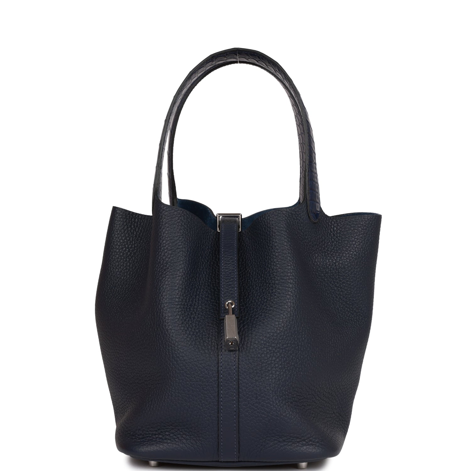 Hermes Picotin Lock 18 Bleu Nuit Clemence and Matte Alligator Touch Palladium Hardware 1413605