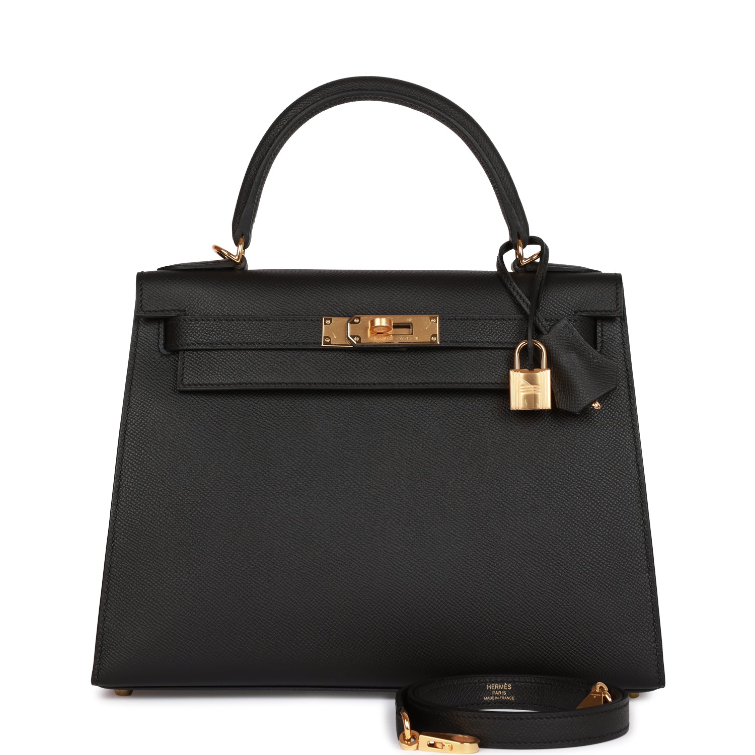 Hermes Kelly Sellier 28 Black Epsom Gold Hardware 1367792