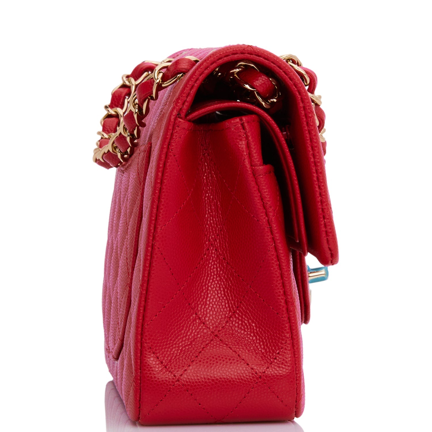Chanel Small Classic Double Flap Red Caviar Light Gold Hardware 1450187