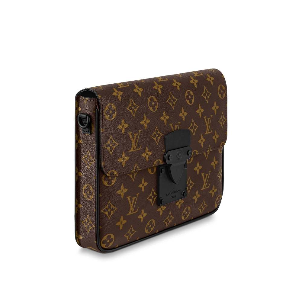 S Lock A4 Pouch Monogram Macassar Canvas M80560