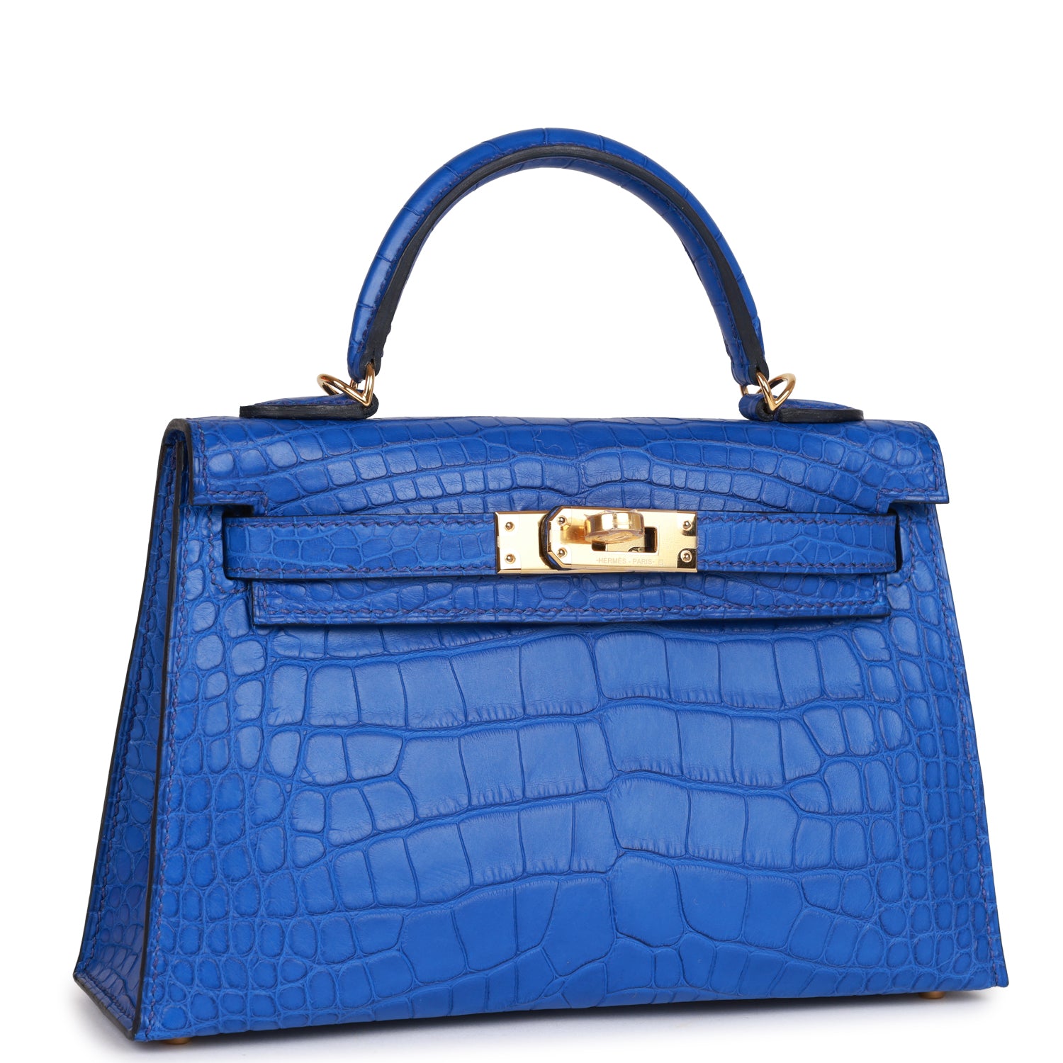 Hermes Kelly Sellier 20 Bleu Royal Matte Alligator Gold Hardware 467474