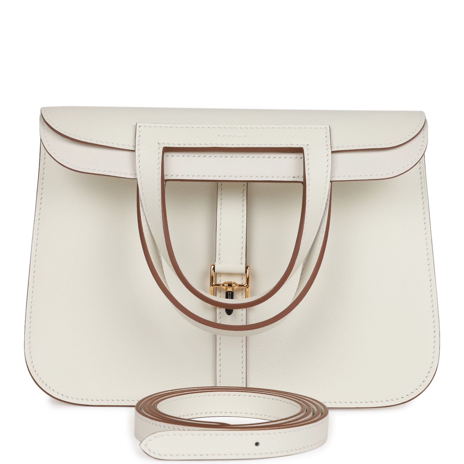 Hermes Halzan 25 White Evercolor Gold Hardware 1350593