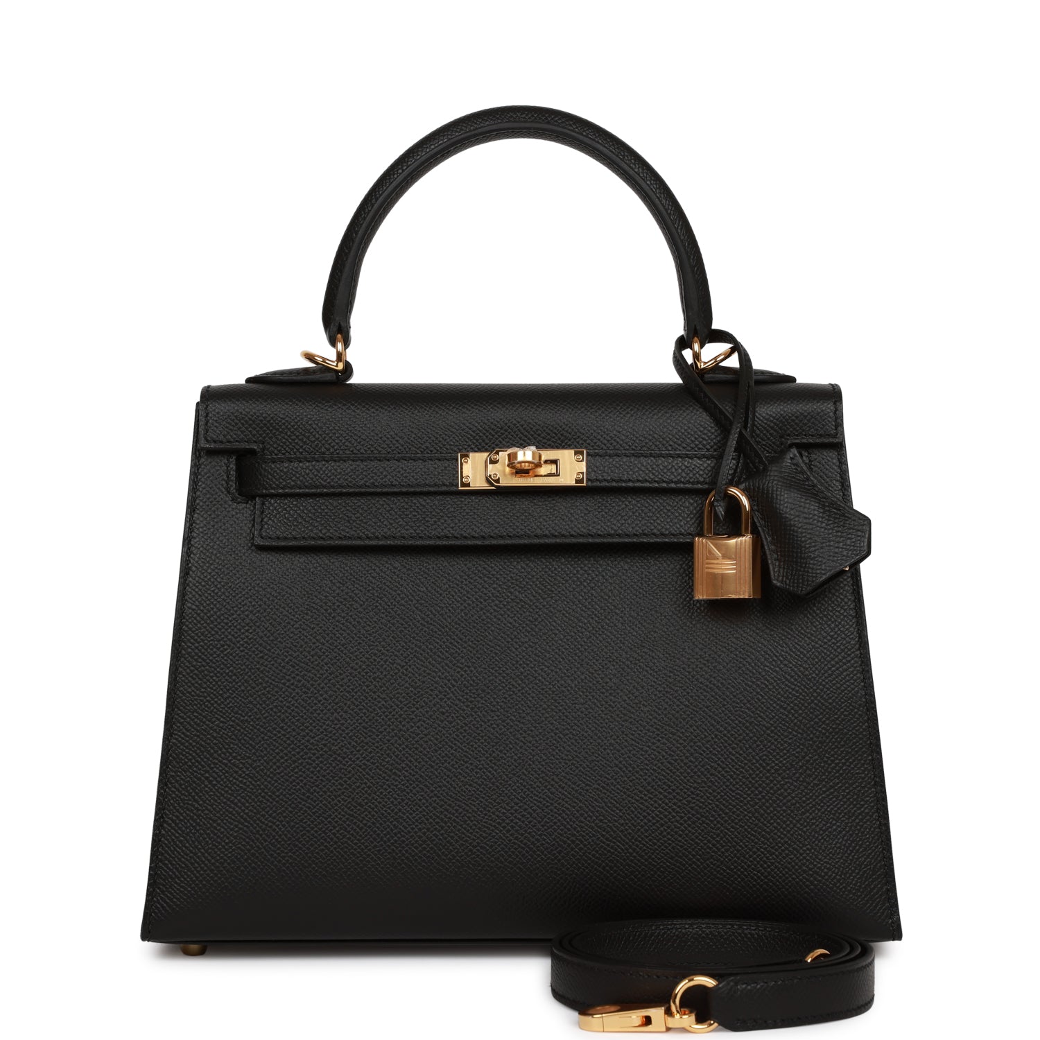 Hermes Kelly Sellier 25 Black Epsom Gold Hardware 1351059