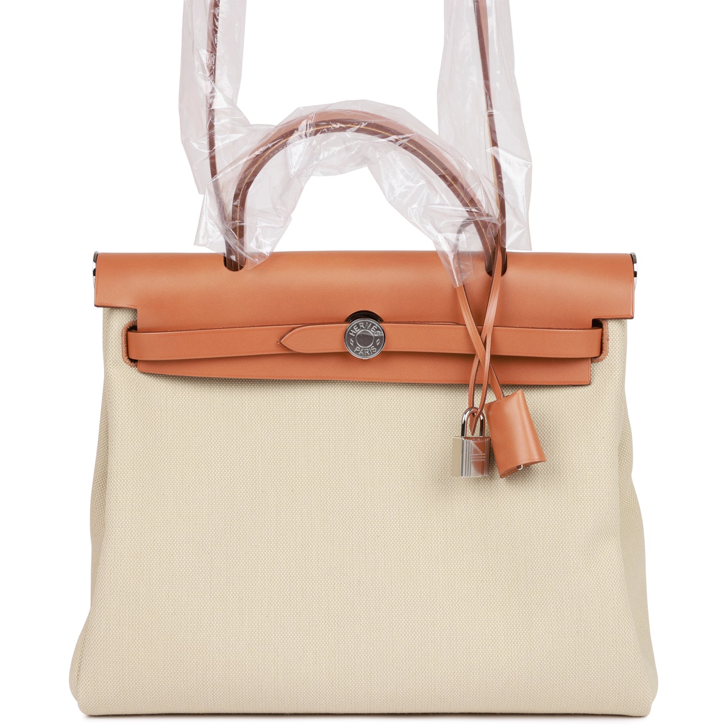 Hermes Herbag Zip PM 31 Beton Toile H Berline Vache Naturel Hunter Palladium Hardware 1424713
