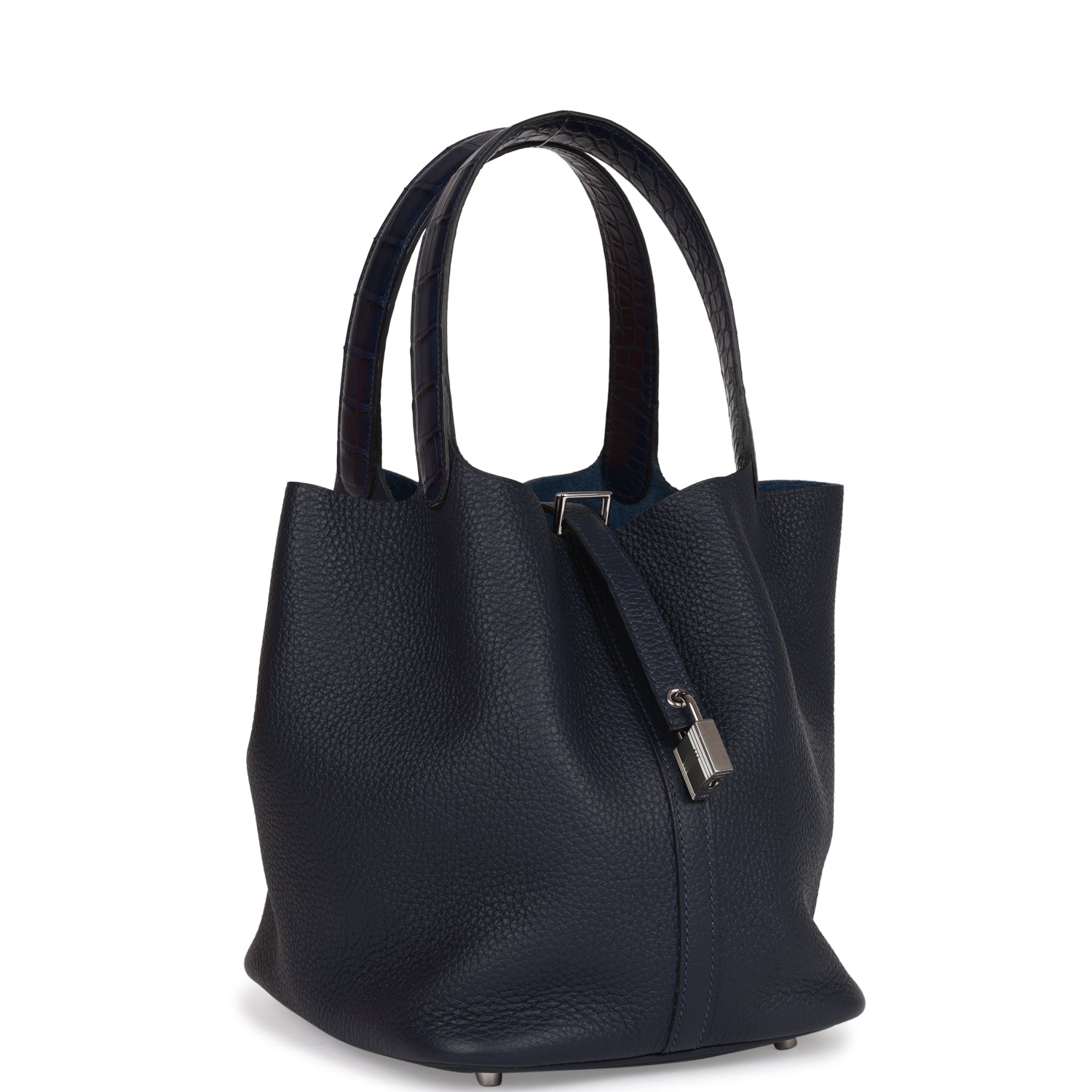 Hermes Picotin Lock 18 Bleu Nuit Clemence and Matte Alligator Touch Palladium Hardware 1413605
