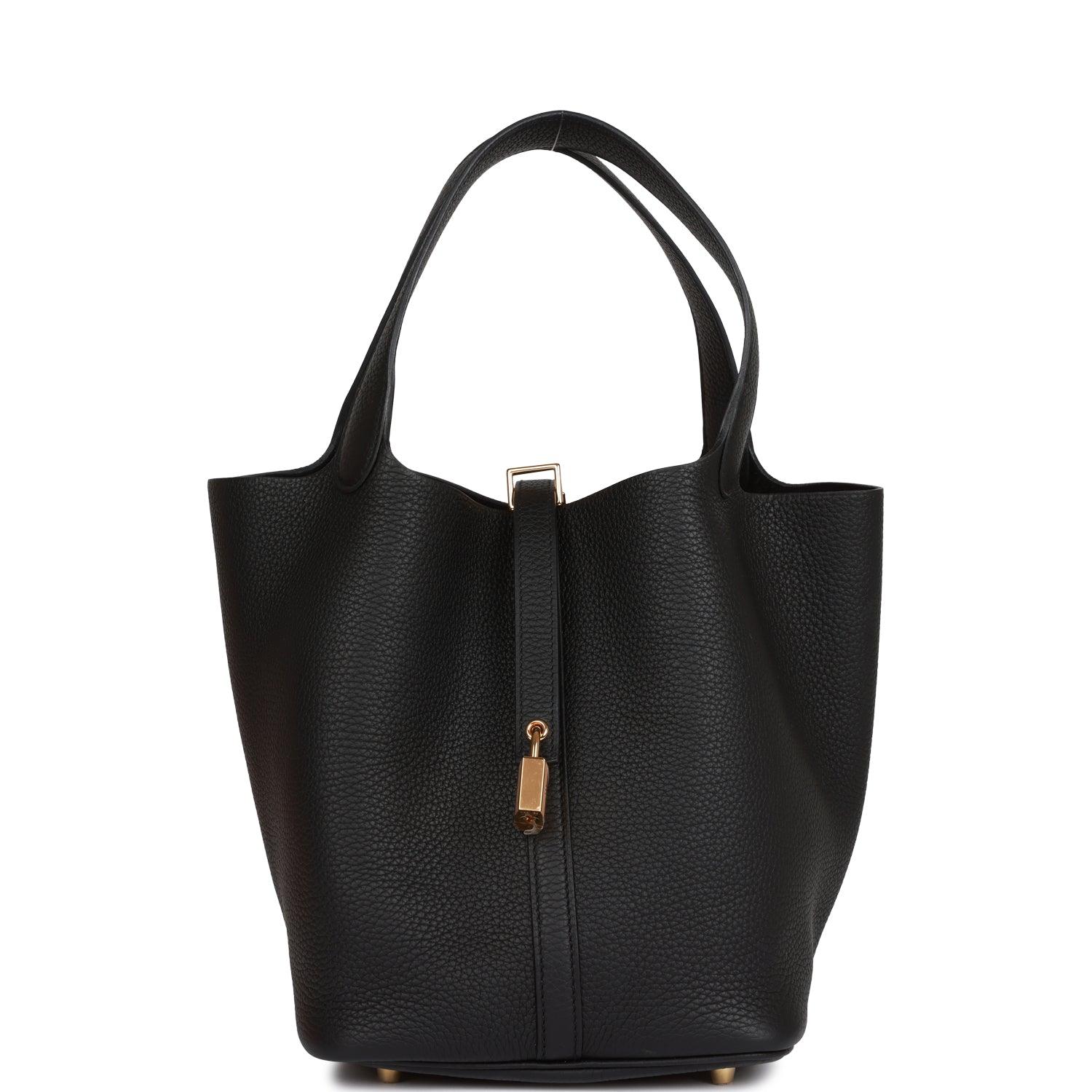 Hermes Picotin Lock 22 Black Clemence Gold Hardware 739913