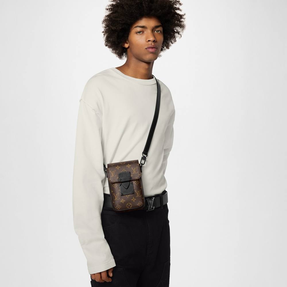 S-Lock Vertical wearable wallet Monogram Macassar Canvas M81522
