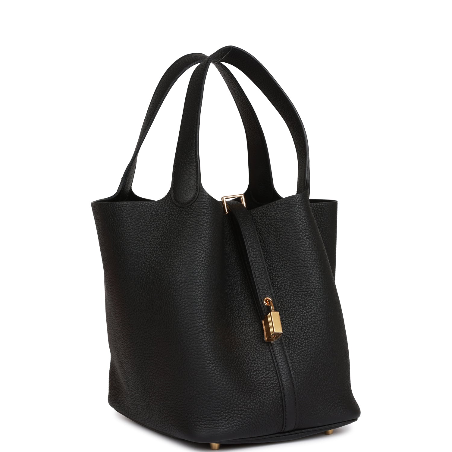 Hermes Picotin Lock 22 Black Clemence Gold Hardware 739913