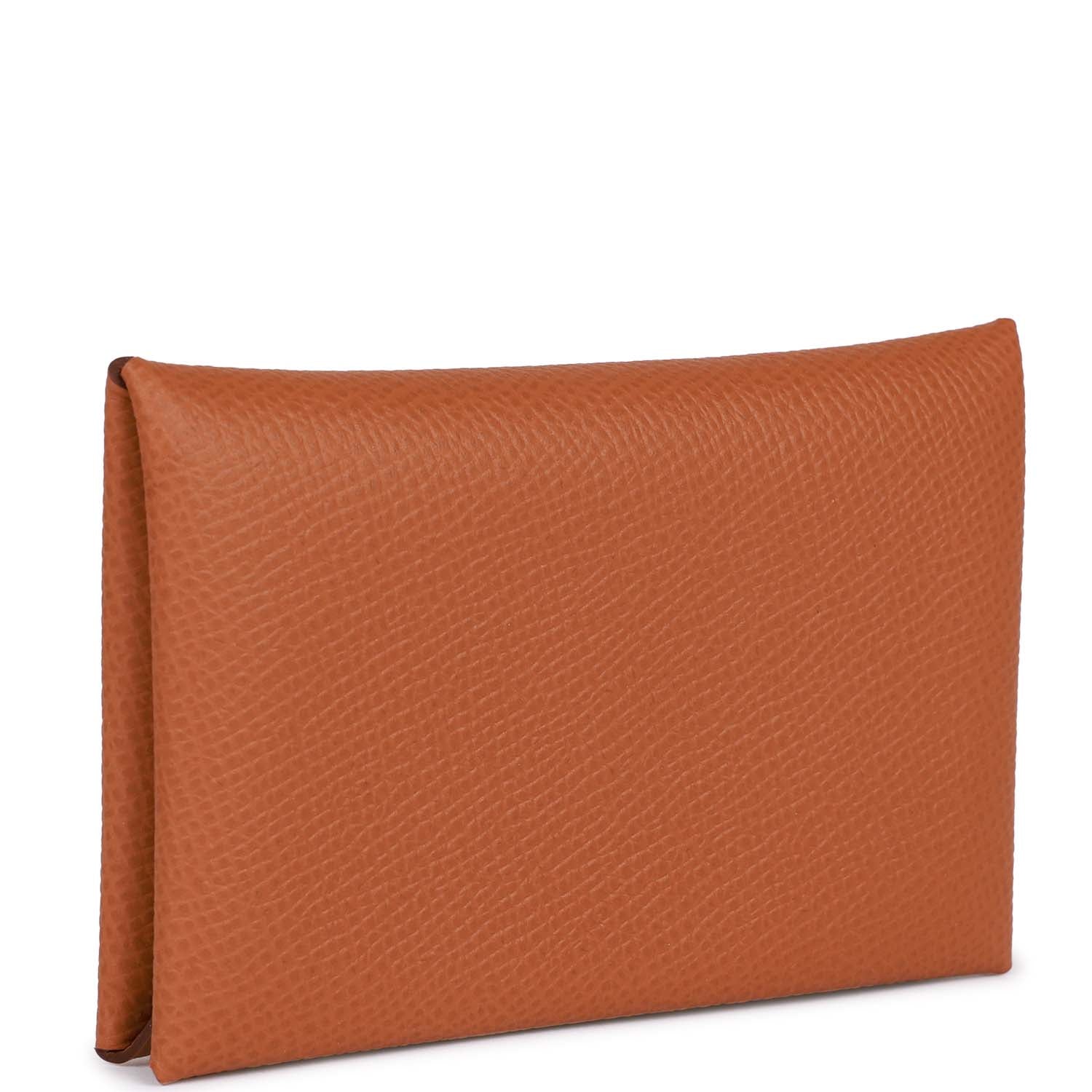 Hermes Calvi Card Holder Gold Epsom Palladium Hardware 1347663