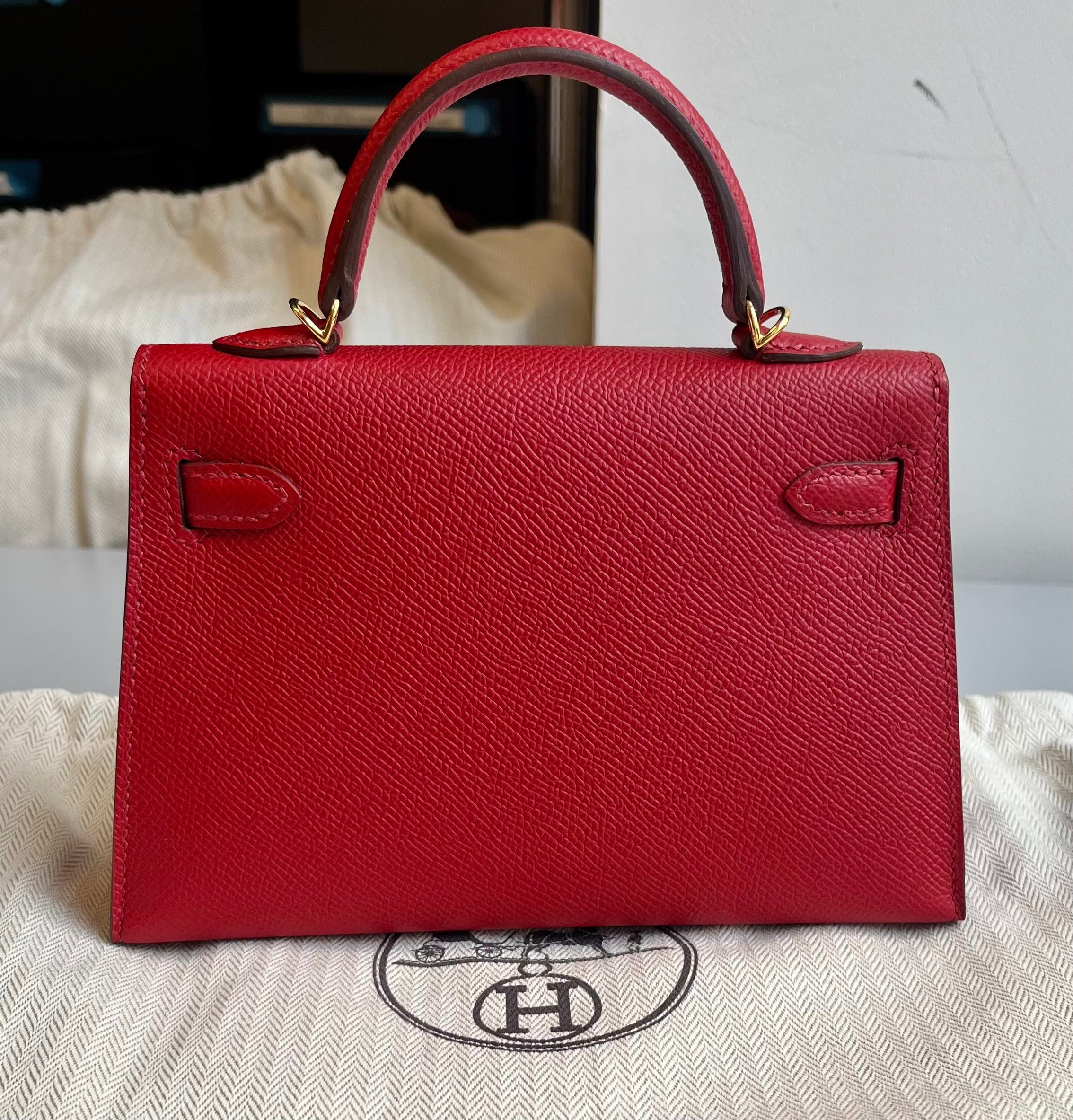Hermes Kelly Sellier 20 Rouge Piment Epsom Gold Hardware 500163