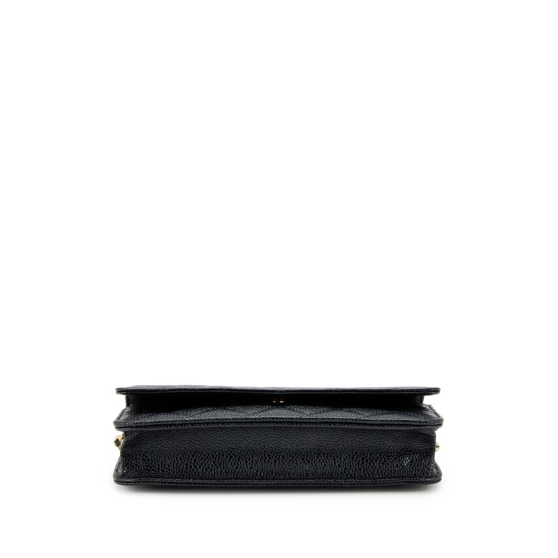 Black Quilted Caviar Wallet on Chain Gold Hardware 1193655