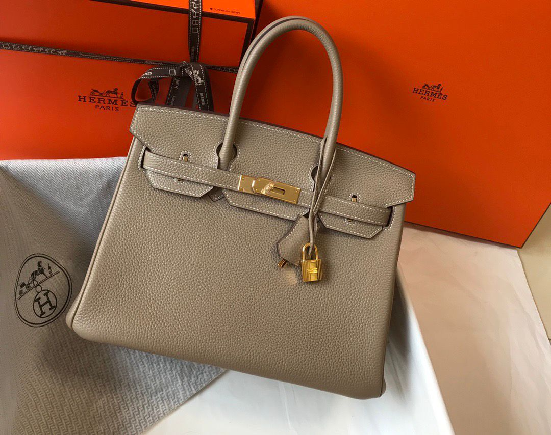 Hermes Special Order (HSS) Birkin 25 Gris Tourterelle Verso Chevre Brushed Gold Hardware 840411