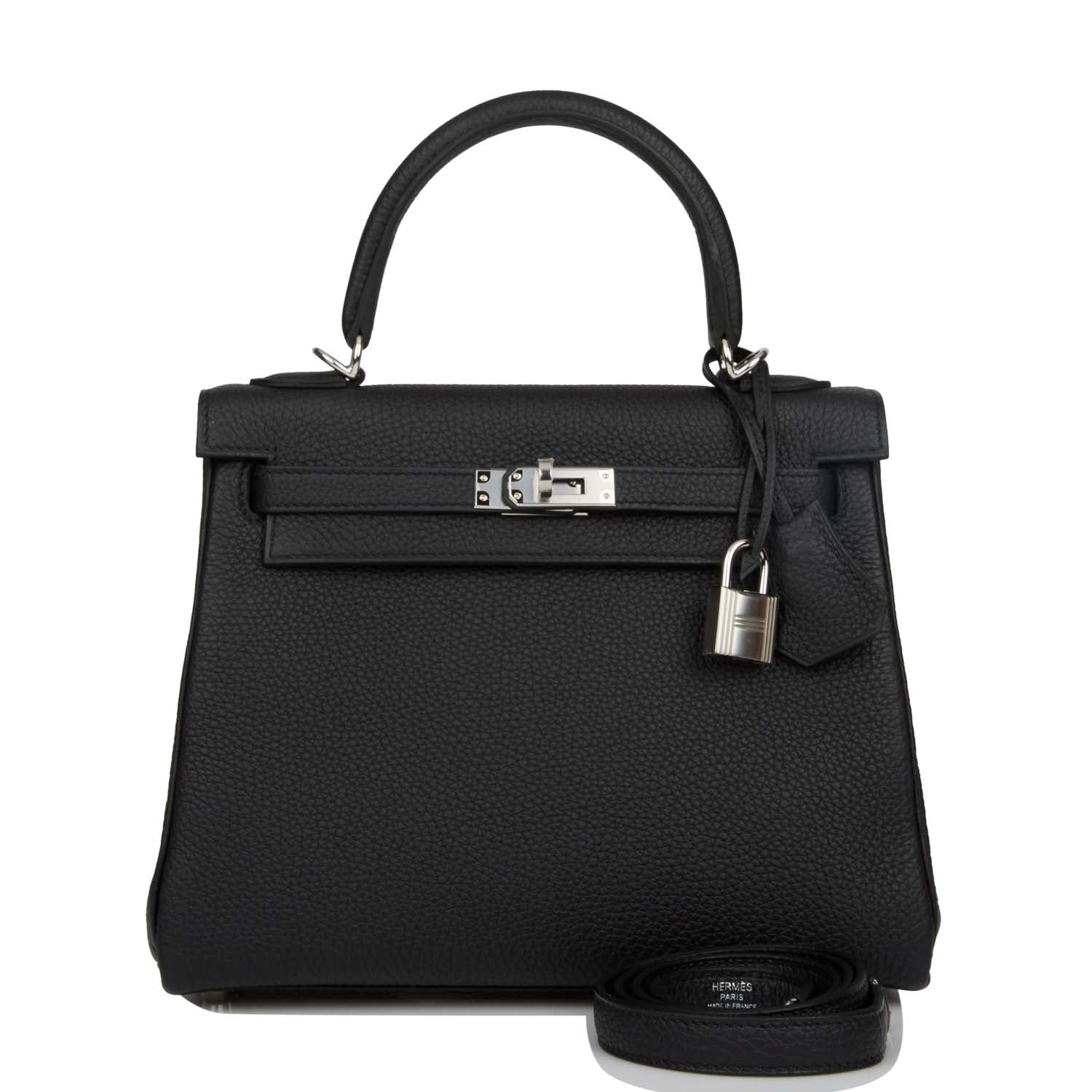 Hermes Kelly Retourne 25 Black Togo Palladium Hardware 1139637