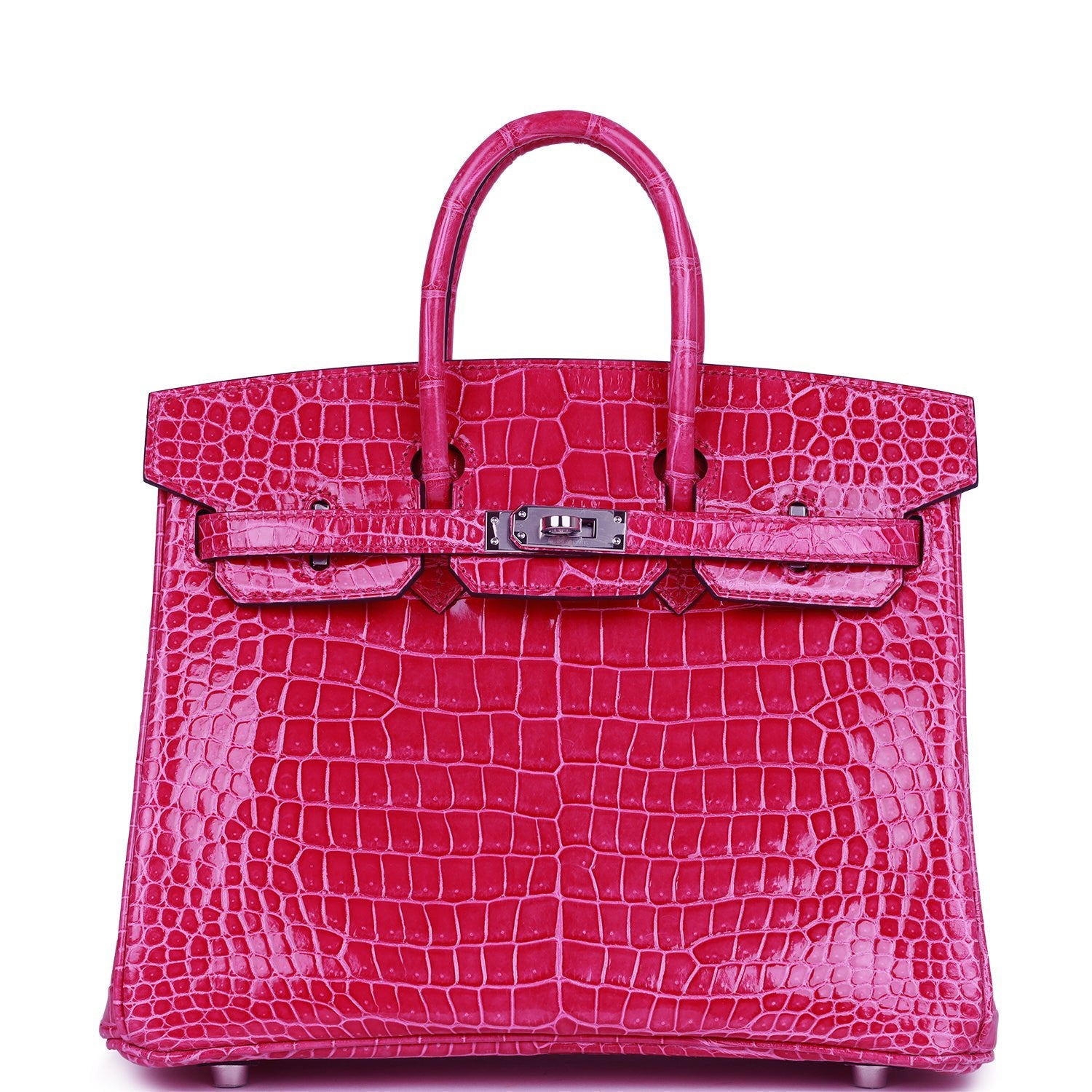 Hermes Birkin 25 Rose Mexico Shiny Porosus Crocodile Palladium Hardware 607830