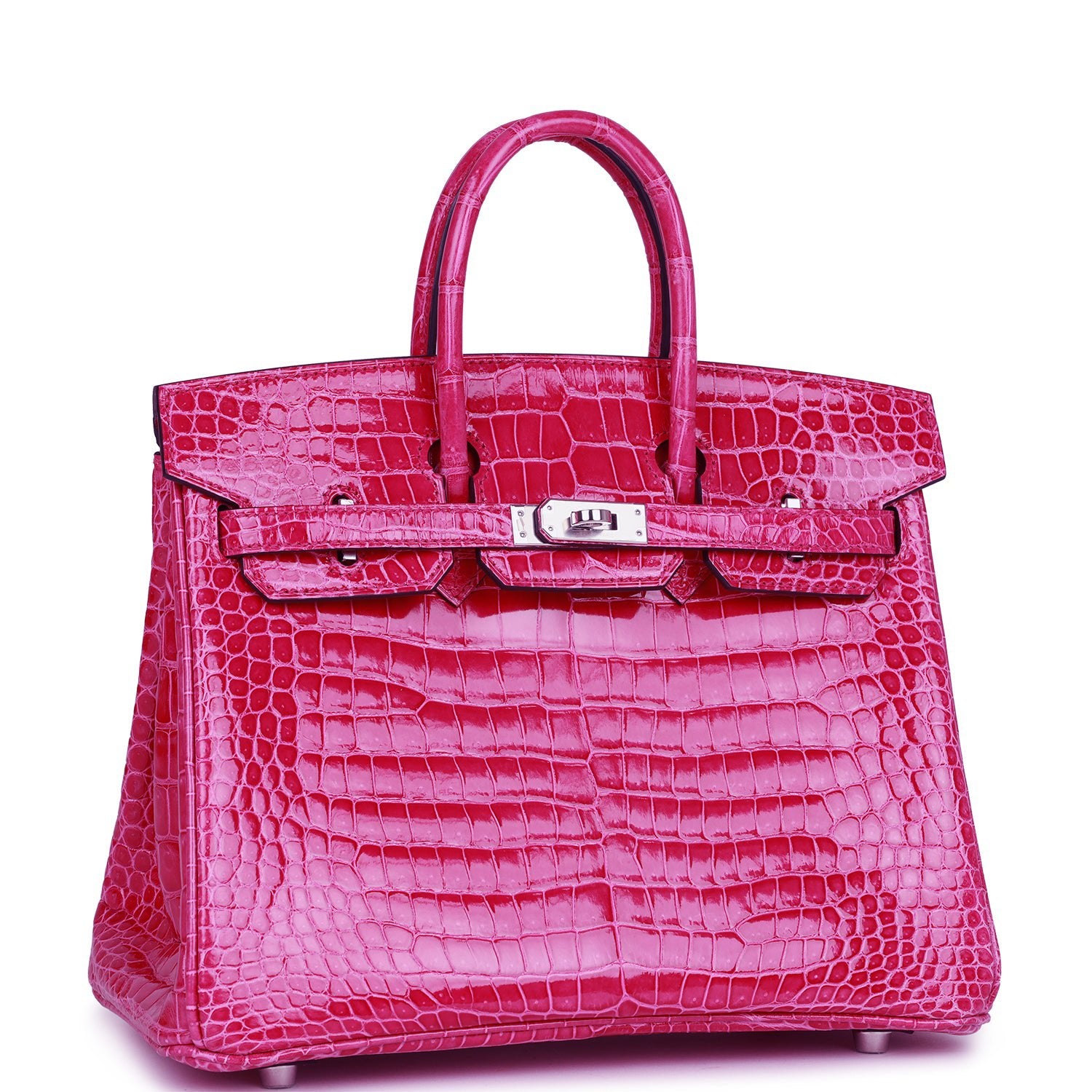 Hermes Birkin 25 Rose Mexico Shiny Porosus Crocodile Palladium Hardware 607830