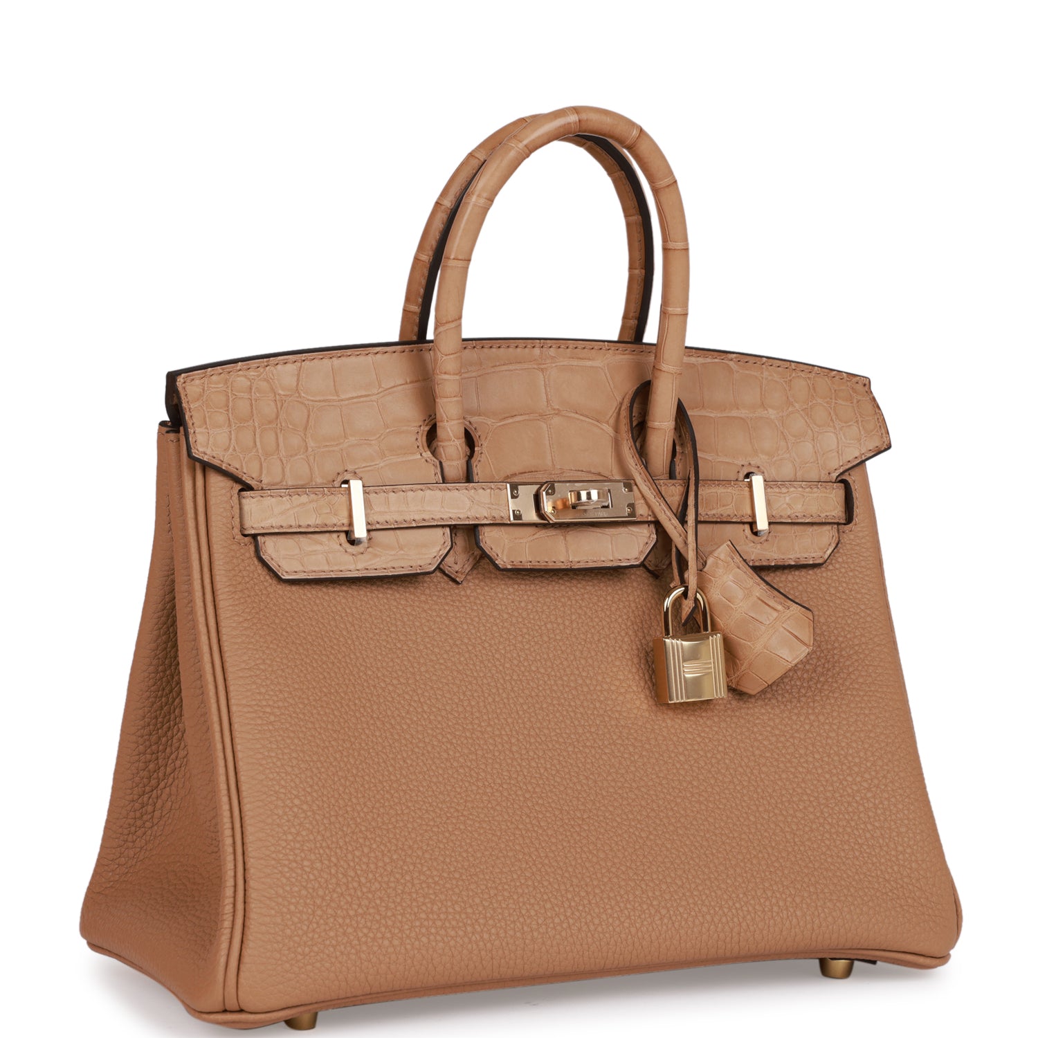 Hermes Birkin 25 Chai Matte Alligator and Togo Touch Permabrass Hardware 1155019