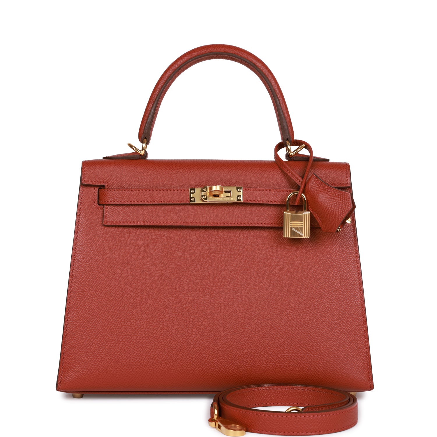 Hermes Kelly Sellier 25 Rouge Venetian Epsom Gold Hardware 1129967