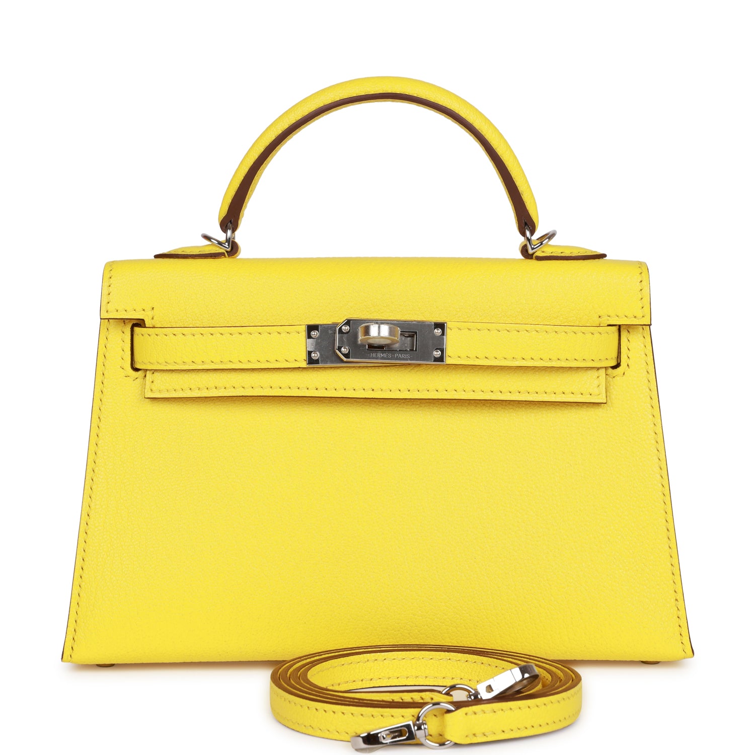Hermes Kelly Sellier 20 Jaune Citron Chèvre Palladium Hardware 1426895