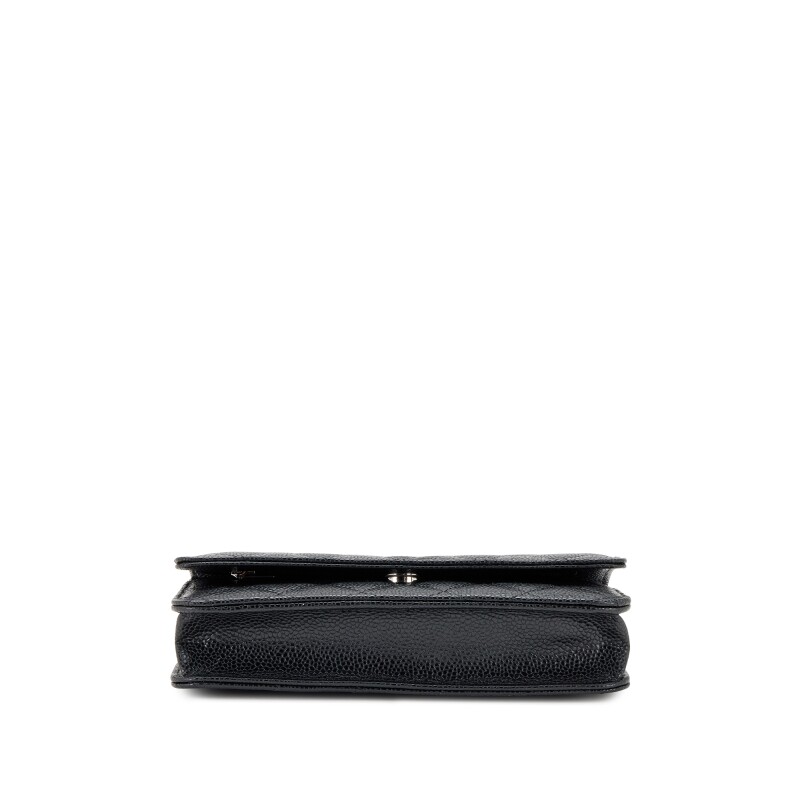 Black Quilted Caviar Wallet On Chain Silver Hardware 1136289